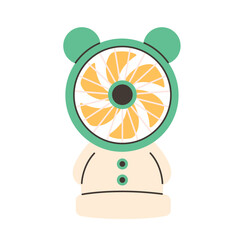 Modern portable fan. Table fan, hand fan. Mini electric fan. Vector illustration in flat style