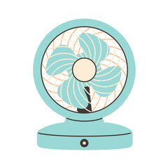 Modern portable fan. Table fan, hand fan. Mini electric fan. Vector illustration in flat style