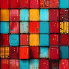 A geometric representation of cargo containers stacked neatly.