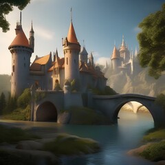 Group of fantasy castles with towering spires and drawbridges3