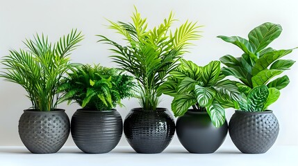 Elegant High-Gloss Potted Plants in a Minimalist Interior Setting