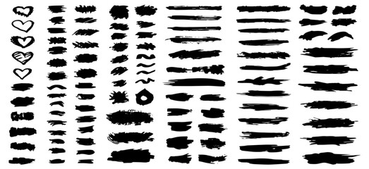 Set of black paint, ink brush strokes.Vector illustration