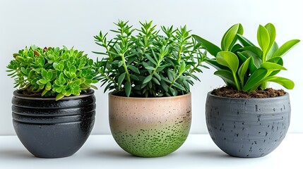High-Gloss Potted Plants Against a Pure White Background
