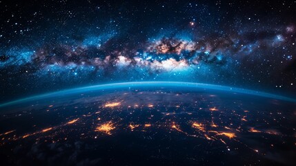 This breathtaking image captures the beauty of the Milky Way sprawling across the night sky above a...