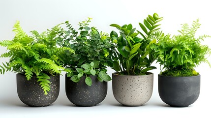 Elegant High-Gloss Potted Plants in a Minimalist Interior Setting
