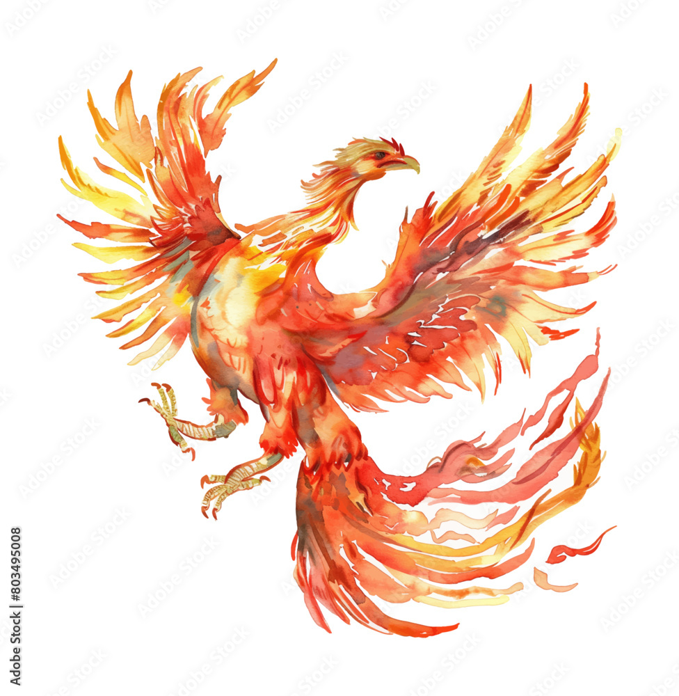 Wall mural phoenix watercolor digital painting good quality