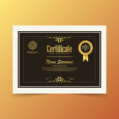 Luxury black and gold certificate with gold frame color