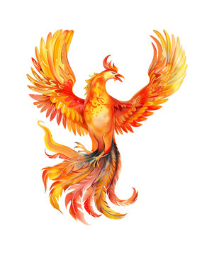 phoenix watercolor digital painting good quality