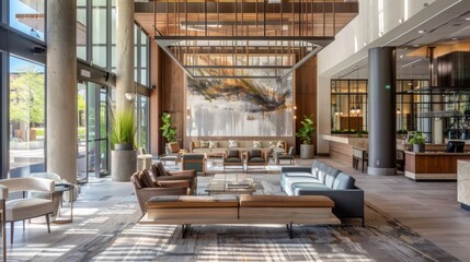 Inviting Neutral-Toned Lobby with Natural Light