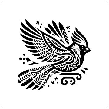 recommend clip art: Cardinal bird silhouette in animal ethnic, polynesia tribal illustration
