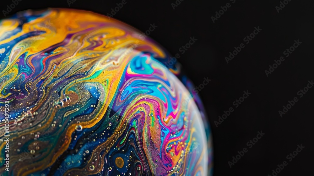 Aufkleber detailed close-up of a soap bubble showing intricate patterns and vivid colors on the surface