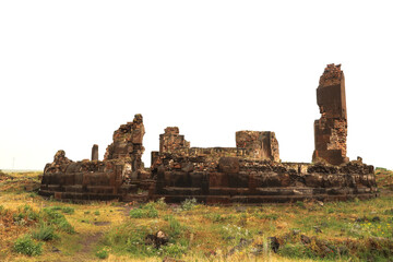 The ruins of King Gagik`s Church of St., Saint Gregory, Gagikashen at the ancient site of Ani, an abandoned ruined armenian city, close to Kars, Turkey