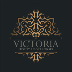 Luxury hotel label template. Trendy vintage royal ornament frames illustration.
