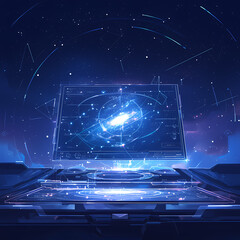 Majestic Star Map Illustration: A Galactic Wireframe Journey for Laptop Backgrounds and Artistic Imagery
