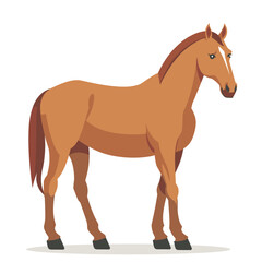 Fototapeta premium Illustration of a brown horse standing on a white background
