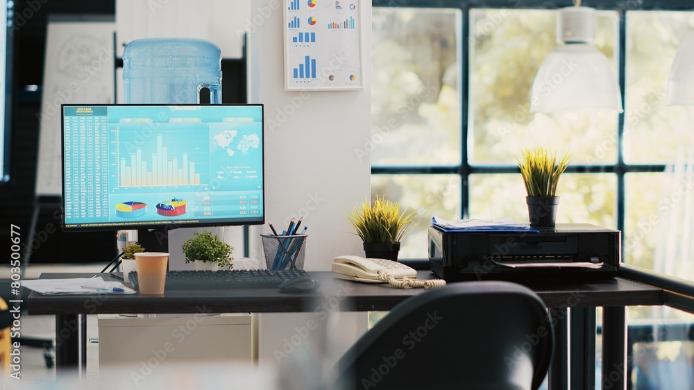 Poster stock portfolio on trading platform displayed on computer containing collection of investment assets