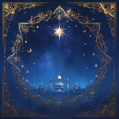 Enchanting Arabian Nights Scene with Starry Sky and Lanterns