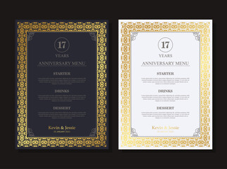 17th anniversary menu design template