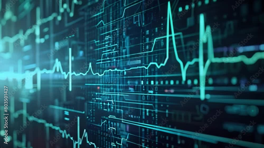 Aufkleber A dynamic view of a digital heart monitor showcasing a pulsating electrocardiogram
