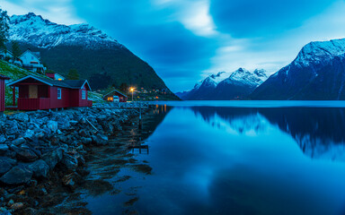  views of the Hjørundfjorden taken from Saebo during springtime, Norway