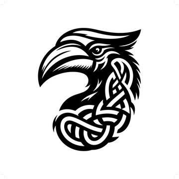 recommend clip art: hornbill bird silhouette in animal celtic knot, irish, nordic illustration