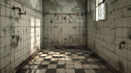 Abandoned White Antique Bathroom Interior