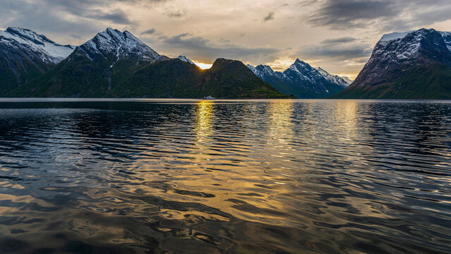  views of the Hj&oslash;rundfjorden taken from Saebo during springtime, Norway