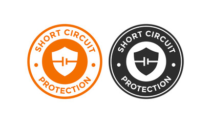 Short circuit vector logo badge with shield set. Suitable for electrical short circuit
