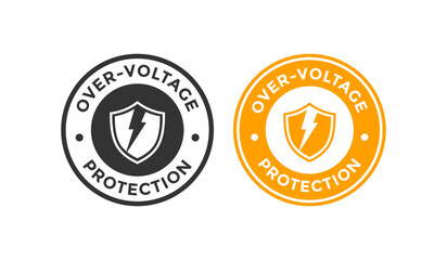 Over voltage protection badge. Suitable for power system device information sign - obrazy, fototapety, plakaty