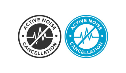Active noise cancellation badge logo set. Suitable for sound control and reducing information 