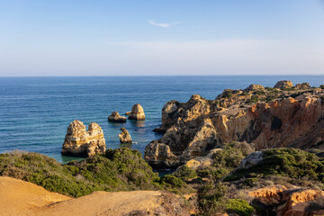 Panoramic view, Ponta da Piedade near Lagos in Algarve, Portugal. Lagos, Portugal on October 10,...