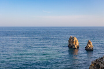 Panoramic view, Ponta da Piedade near Lagos in Algarve, Portugal. Lagos, Portugal on October 10,...