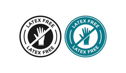 latex free badge. Non Latex material product gloves seal emblem. For information sign
