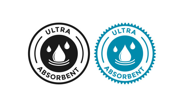 Ultra absorbent logo vector badge set. Suitable for product label. Micro-pearls, fabric and coating property