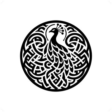 recommend clip art: Peacock silhouette in animal celtic knot, irish, nordic illustration