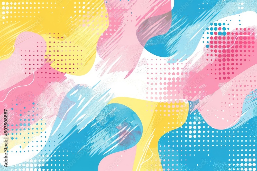 Poster a colorful abstract background with a pink and blue swirl. the background is filled with dots and br