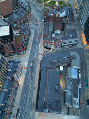 Fototapeta premium Beautiful Aerial View of Sheffield City Centre at Just After Sunset. England United Kingdom. April 29th, 2024