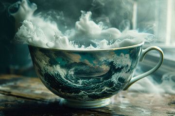 A storm in a teacup concept illustration