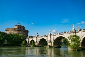 Obraz premium View of a Mausoleum of Hadrian, also known as Castel Sant'Angelo in Parco Adriano, Rome, Italy.