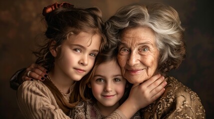 Fototapeta premium mother, daughter and grandmother, three generations generative ai