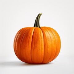 Orange pumpkin on white table