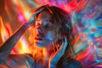 A young woman feeling dizzy or lightheaded, vertigo concept