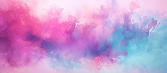 Abstract painting of blue, pink, and purple