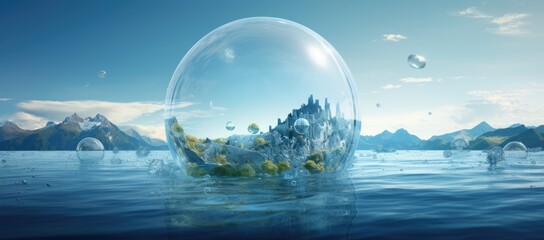 Large bubble floating in the middle of a body of water