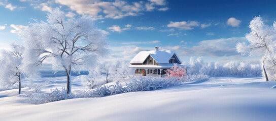 House in snowy landscape