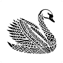  swan silhouette in animal ethnic, polynesia tribal illustration