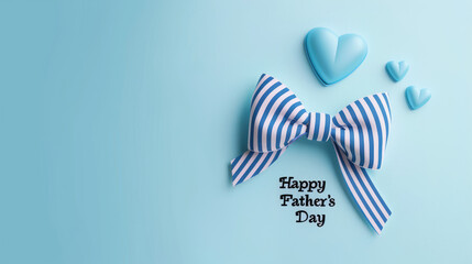 Happy Father's Day with Striped Bow Tie and Blue Heart,copy space
