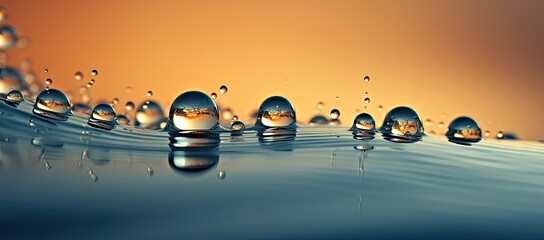 Group of water droplets floating on body of water
