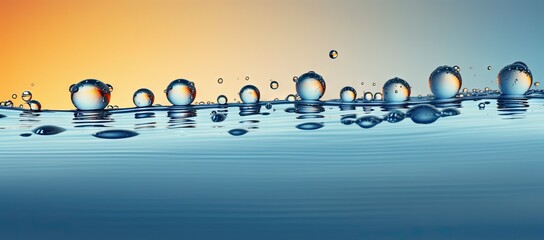 Group of water droplets floating on body of water