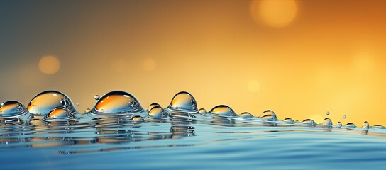 Floating water droplets on body of water